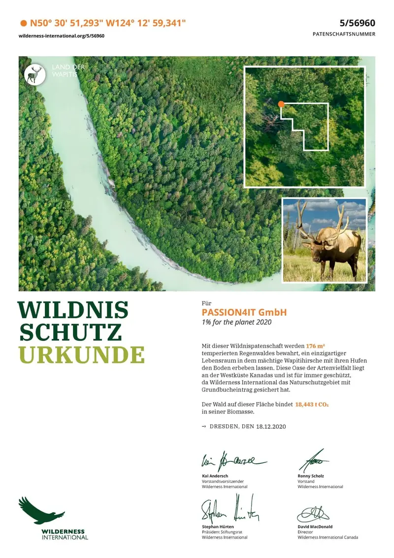 Wildnisschutz-Urkunde 1