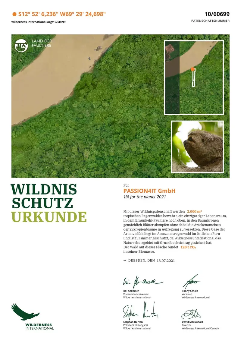 Wildnisschutz-Urkunde 2