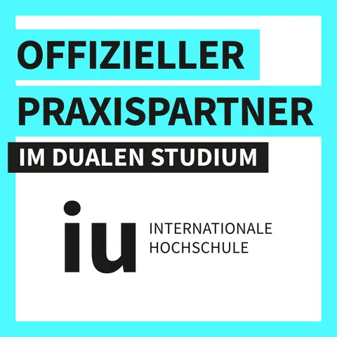 Siegel Offizieller Praxispartner im Dualen Studium der IU Internationalen Hochschule